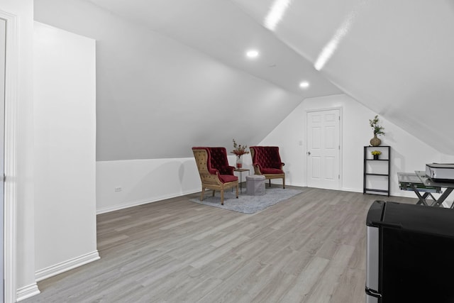 2018 N Laporte Ave, Chicago, IL 60639 - sitting room with lofted ceiling, light wood-style floors, baseboards, and recessed lighting