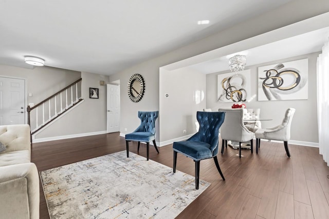 576 Aspen Dr, Lombard, IL 60148 - living room featuring stairway, wood finished floors, and baseboards