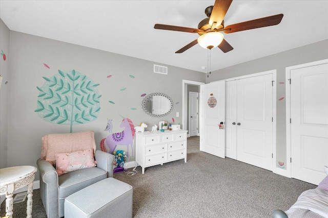 7 Connor Ct, Monticello, IL 61856 - living area featuring a ceiling fan, carpet floors, and baseboards
