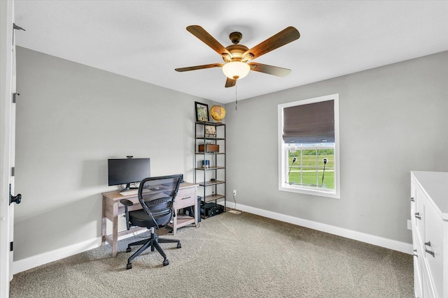 7 Connor Ct, Monticello, IL 61856 - home office featuring baseboards, carpet, and ceiling fan