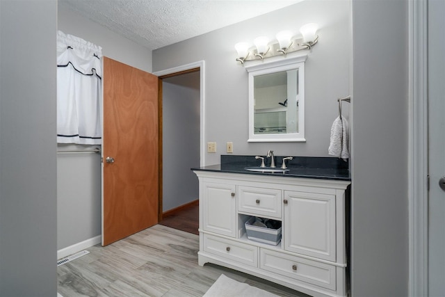 1401 Bethany Ln, Pontiac, IL 61764 - bathroom featuring vanity, wood finished floors, and a textured ceiling