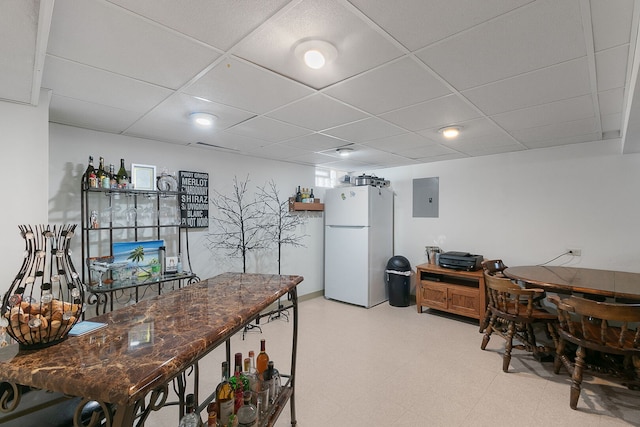 3156 W 100th St, Evergreen Park, IL 60805 - office area featuring electric panel, light floors, and a paneled ceiling
