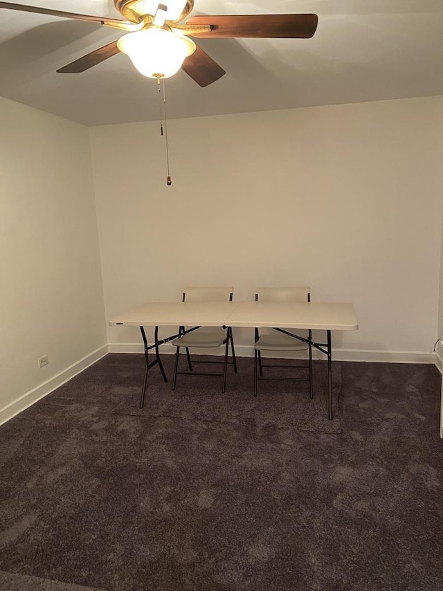 808 Bellwood Ave Unit 1N, Bellwood, IL 60104 - misc room with dark colored carpet, baseboards, and a ceiling fan