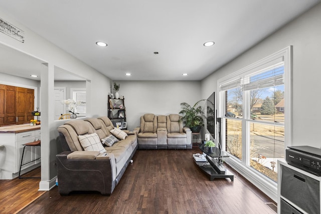 8320 Latrobe Ave, Burbank, IL 60459 - living room with dark wood finished floors and recessed lighting