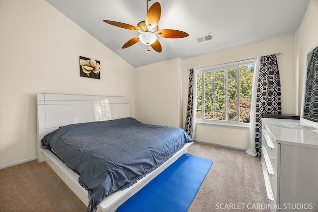 105 Concord Ln, Carol Stream, IL 60188 - bedroom with light colored carpet, baseboards, lofted ceiling, and ceiling fan