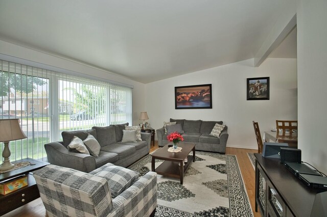 7906 Churchill St, Morton Grove, IL 60053 - living area with vaulted ceiling and wood finished floors