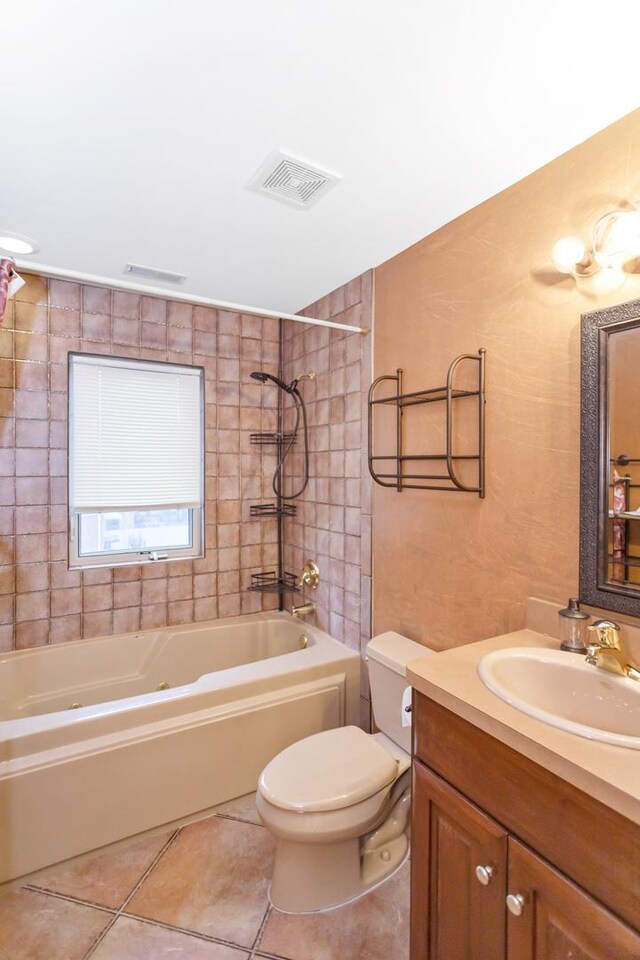 5301 S Mobile Ave, Chicago, IL 60638 - full bath featuring tile patterned flooring,  shower combination, toilet, and vanity