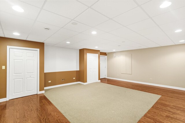 5301 S Mobile Ave, Chicago, IL 60638 - finished basement featuring wood finished floors, baseboards, recessed lighting, and a drop ceiling