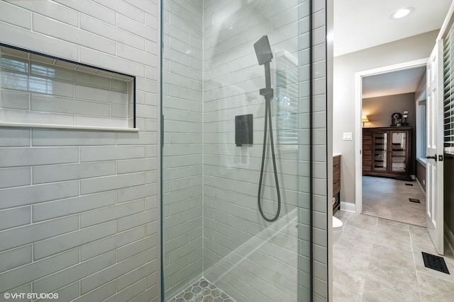25 Lagoon Dr, Hawthorn Woods, IL 60047 - full bath with a walk in shower, toilet, baseboards, tile patterned flooring, and recessed lighting