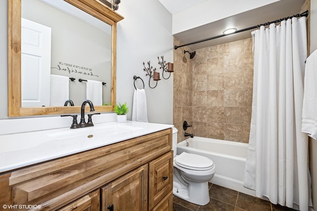 25 Lagoon Dr, Hawthorn Woods, IL 60047 - full bathroom featuring toilet, shower / tub combo, vanity, and tile patterned floors