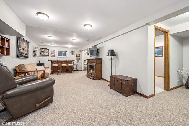 25 Lagoon Dr, Hawthorn Woods, IL 60047 - carpeted living room with bar area and baseboards