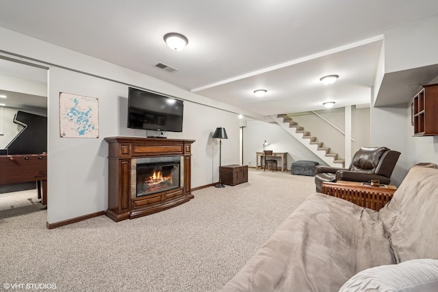 25 Lagoon Dr, Hawthorn Woods, IL 60047 - living area featuring carpet flooring, stairway, and baseboards