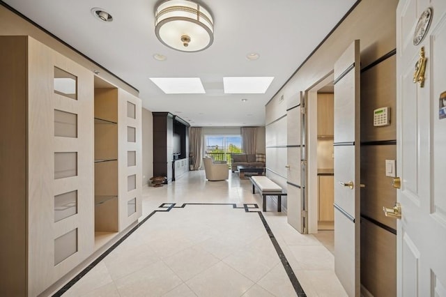 1700 2nd St Unit 509, Highland Park, IL 60035 - hallway with a skylight, inlaid floor details, and recessed lighting