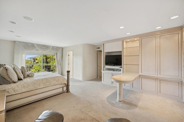 1700 2nd St Unit 509, Highland Park, IL 60035 - bedroom with access to exterior, light colored carpet, recessed lighting, and baseboards