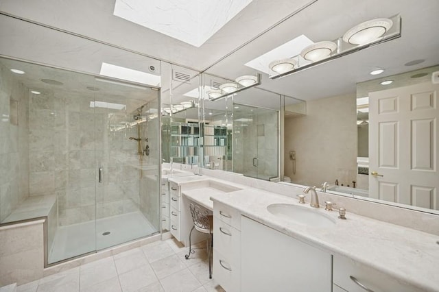 1700 2nd St Unit 509, Highland Park, IL 60035 - full bathroom featuring a shower stall, tile patterned flooring, and vanity