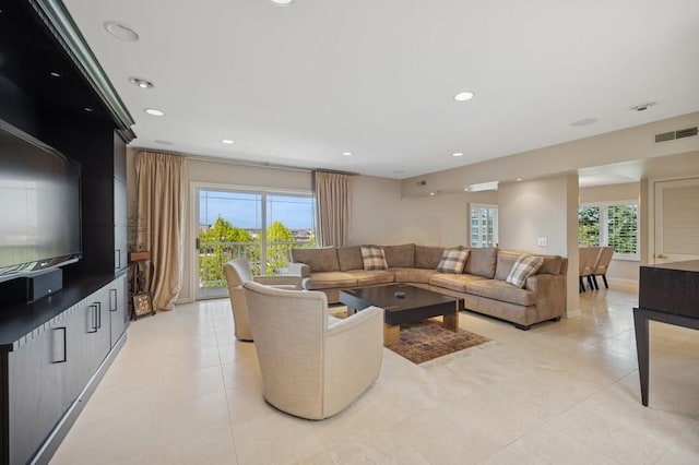 1700 2nd St Unit 509, Highland Park, IL 60035 - living room with light tile patterned flooring and recessed lighting