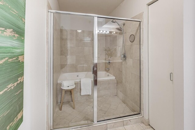 1160 S Michigan Ave Unit 1503, Chicago, IL 60605 - bathroom featuring tiled shower, a relaxing tiled tub, and tile patterned flooring