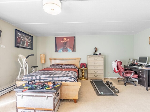 850 Des Plaines Ave Unit 207, Forest Park, IL 60130 - carpeted bedroom featuring an office area and a baseboard heating unit