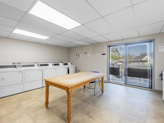 850 Des Plaines Ave Unit 207, Forest Park, IL 60130 - dining space with a paneled ceiling and washer and dryer