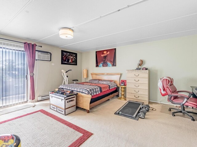 850 Des Plaines Ave Unit 207, Forest Park, IL 60130 - bedroom featuring carpet, baseboard heating, and a wall unit AC