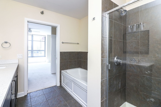 1600 S Prairie Ave Unit 810, Chicago, IL 60616 - bathroom featuring a garden tub, a shower stall, and vanity
