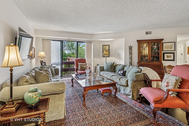 702 Waukegan Rd Unit A207, Glenview, IL 60025 - carpeted living room featuring a textured ceiling