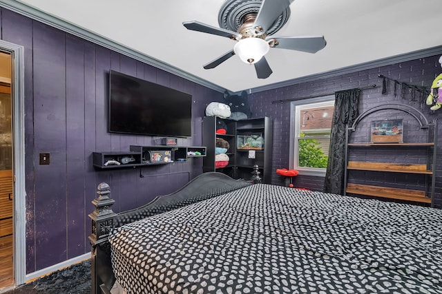 341 N Center St, Braidwood, IL 60408 - bedroom with ornamental molding and a ceiling fan