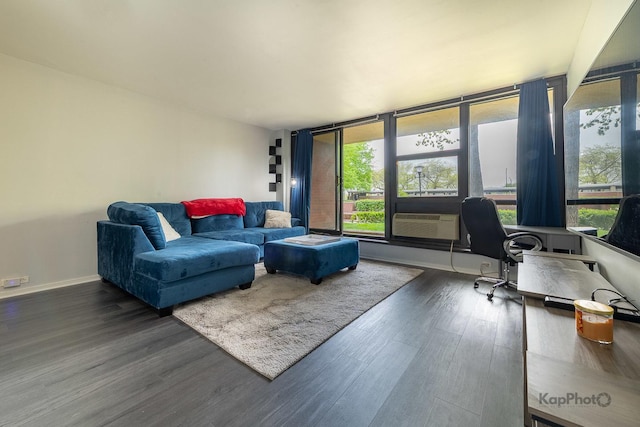 3021 S Michigan Ave Unit 102, Chicago, IL 60616 - living room featuring wood finished floors, cooling unit, baseboards, and an office area