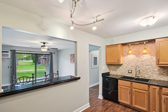 493 Mchenry Rd Unit 1B, Wheeling, IL 60090 - kitchen featuring a sink, dishwasher, dark countertops, and tasteful backsplash