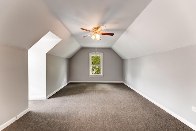 907 W 50th St, Chicago, IL 60609 - bonus room with carpet floors, a ceiling fan, baseboards, and lofted ceiling