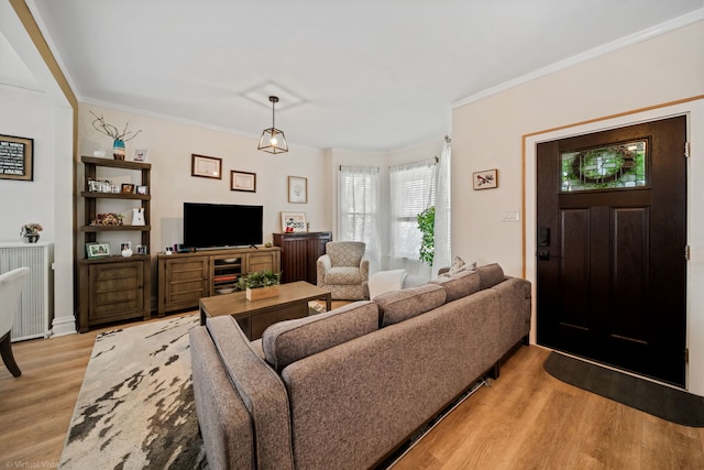 4619 N Springfield Ave, Chicago, IL 60625 - living room featuring healthy amount of natural light, light wood-style floors, and ornamental molding