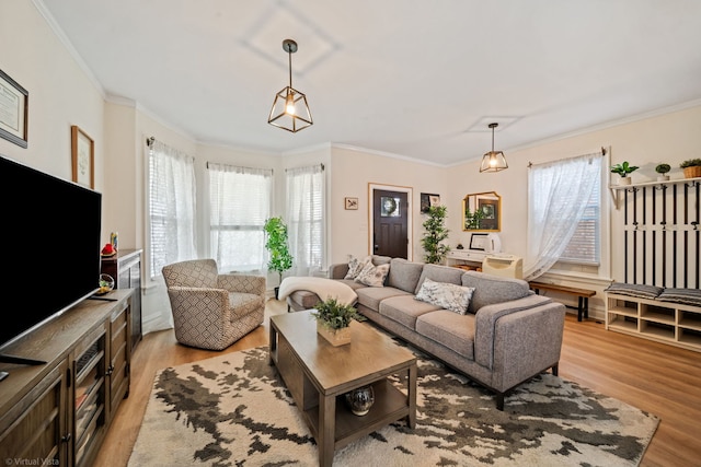 4619 N Springfield Ave, Chicago, IL 60625 - living area featuring light wood-type flooring and crown molding