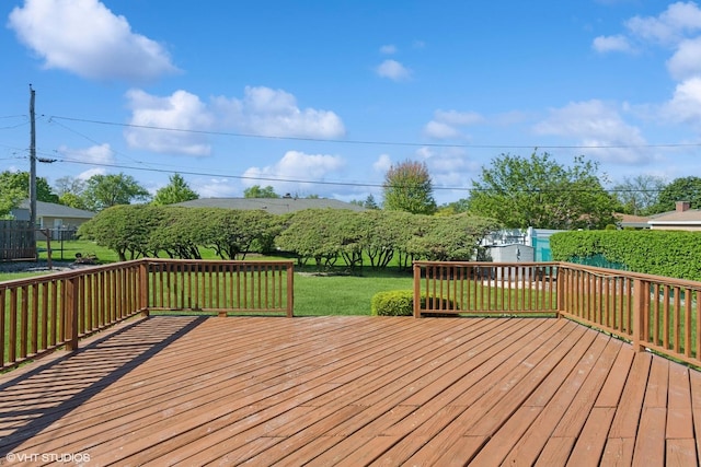 6502 Palma Ln, Morton Grove, IL 60053 - wooden deck featuring a yard