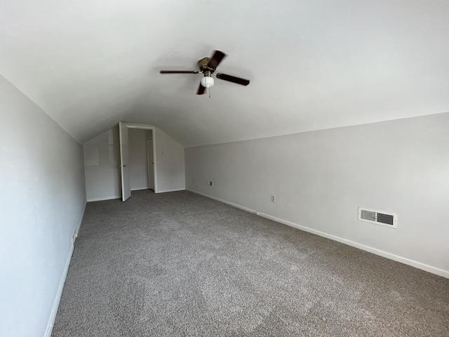 650 Enterprise St, Elgin, IL 60120 - bonus room featuring ceiling fan, lofted ceiling, light colored carpet, and baseboards