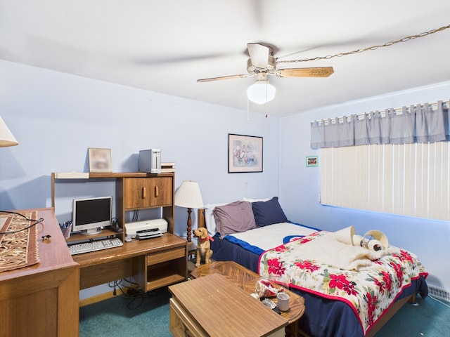 11314 S Green Bay Ave, Chicago, IL 60617 - carpeted bedroom featuring an office area and ceiling fan