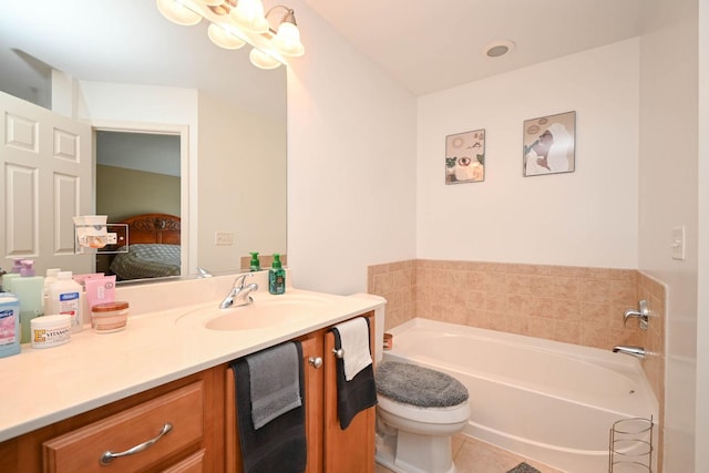 39735 N Paris Dr, Beach Park, IL 60083 - full bathroom featuring vanity, a garden tub, tile patterned flooring, toilet, and ensuite bath