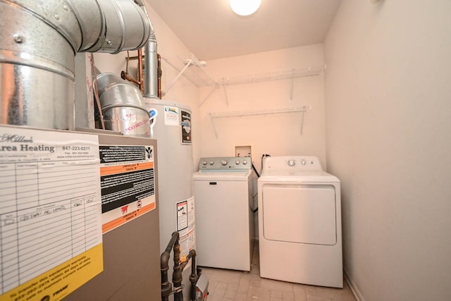 39735 N Paris Dr, Beach Park, IL 60083 - laundry area with separate washer and dryer, brick patterned floors, and gas water heater