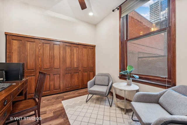 818 N Dearborn St Unit 1R, Chicago, IL 60610 - office space with ceiling fan, light wood-style flooring, and recessed lighting