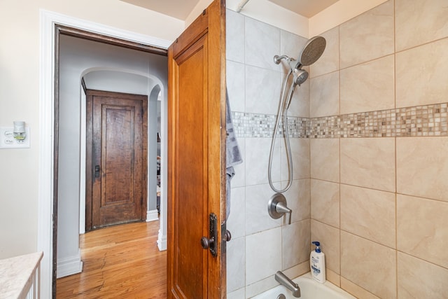 5945 W Dakin St, Chicago, IL 60634 - full bath with wood finished floors and bathtub / shower combination