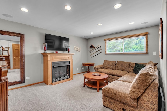 851 Munroe Cir, Des Plaines, IL 60016 - living room with carpet flooring, recessed lighting, baseboards, and a fireplace