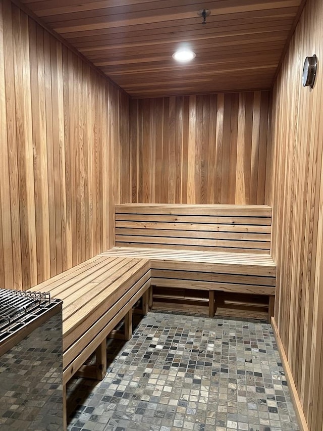 474 N Lake Shore Dr Unit 2012, Chicago, IL 60611 - sauna featuring wood walls, wooden ceiling, and recessed lighting