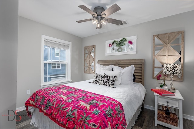 7 Pelican, Ottawa, IL 61350 - bedroom featuring baseboards, wood finished floors, and ceiling fan