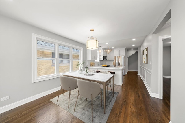 3412 Sunnyside Ave, Brookfield, IL 60513 - dining room featuring baseboards, dark wood finished floors, and recessed lighting
