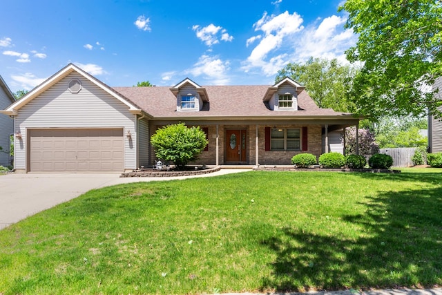 807 Meadow Ln, North Aurora, IL 60542 - view of front of home with an attached garage, concrete driveway, brick siding, a porch, and roof with shingles