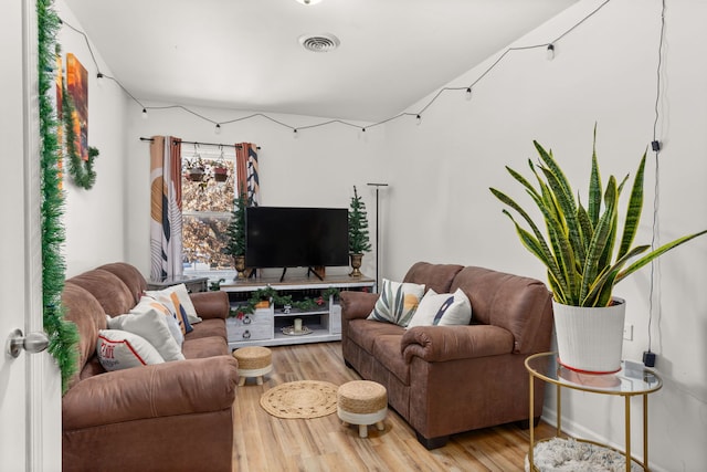 living area featuring wood finished floors
