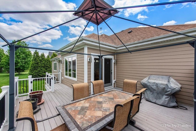 1122 Souders Ave, Elburn, IL 60119 - wooden deck with outdoor dining area