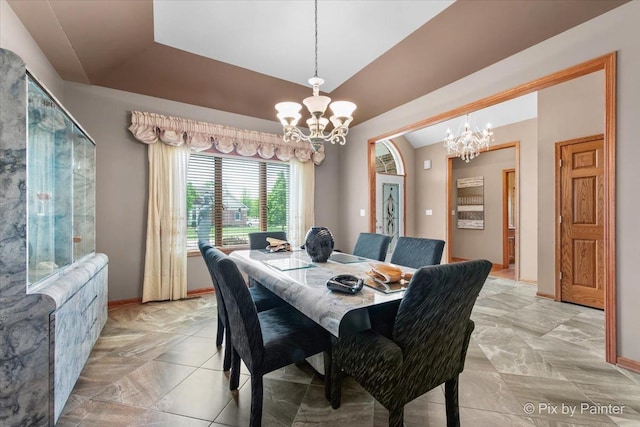 1122 Souders Ave, Elburn, IL 60119 - dining area featuring a chandelier and baseboards