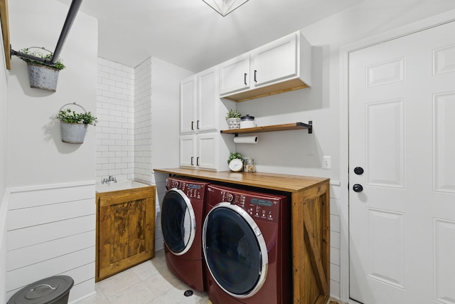 4783 W Iris Ln, Monee, IL 60449 - laundry room with separate washer and dryer, cabinet space, and light tile patterned floors