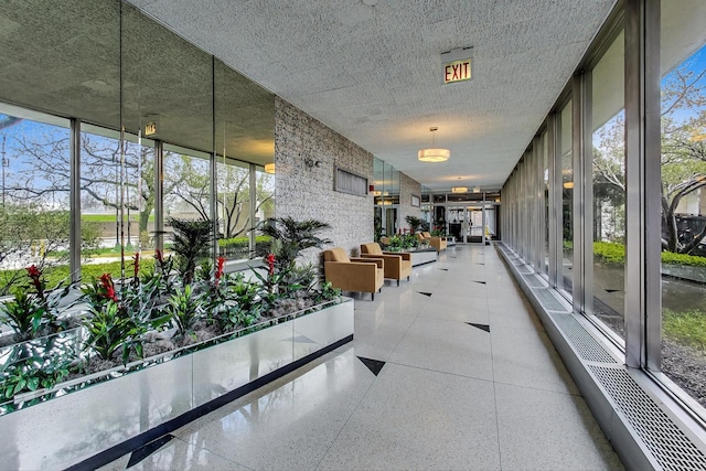 community lobby featuring expansive windows