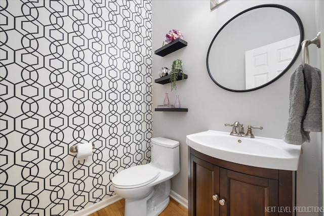 1514 Somerfield Dr, Bolingbrook, IL 60440 - half bath with toilet, vanity, and wood finished floors